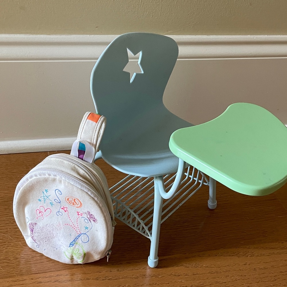 American Girl doll school chair and backpack